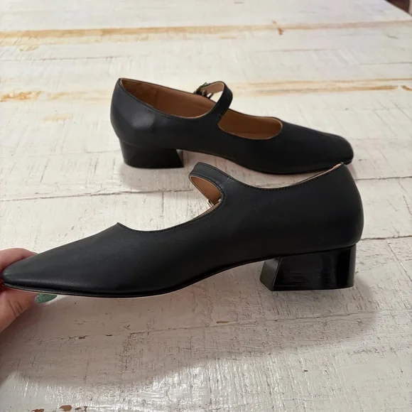 Huma Blanco Stella Mary Jane Pump EU size 38 Black Leather Pump Square Toe